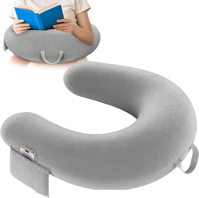 Leeskussen - Steunkussen - Comfortabel Lezen - Ergonomisch Comfort - 40 x 34 x 10 cm - Grijs