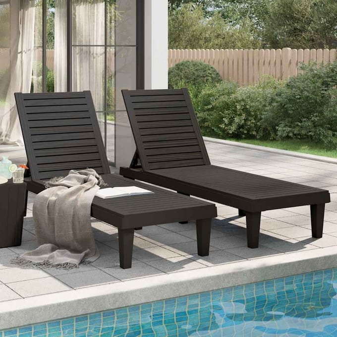 vidaXL - Ligbedden - 2 - st - 155x58x83 - cm - polypropeen - zwart