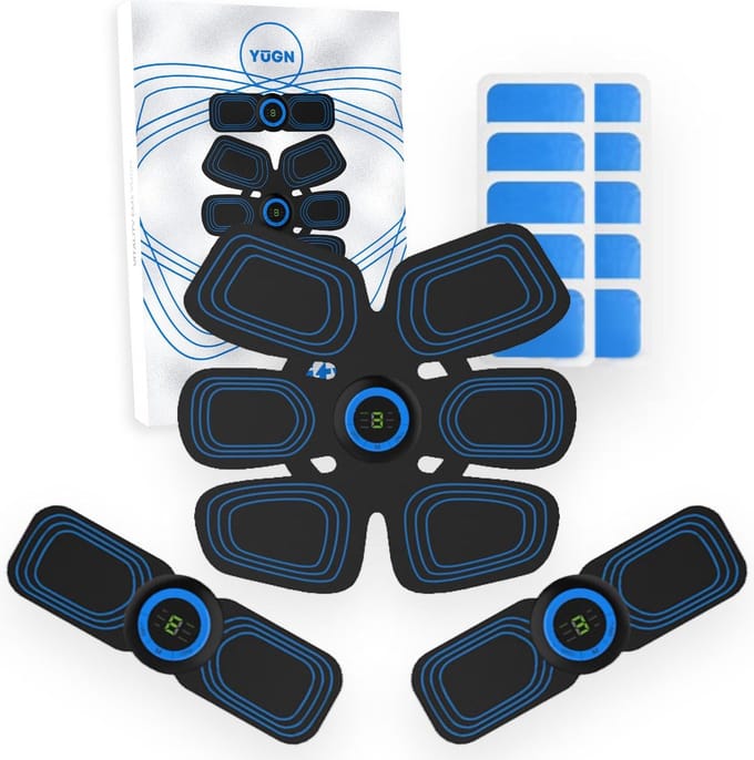 YUGN EMS Buikspiertrainer - USB Oplaadbaar - Inclusief 10 Extra Gel Pads - 6 Programma's - 9 Intensiteiten