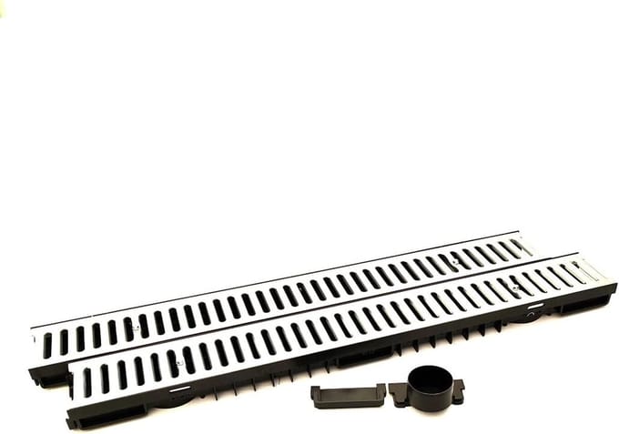 Afwateringsgoot Set - Drainage Goot - Efficiënte Waterafvoer - Lage Inbouwhoogte - 55mm 2 Meter - Zwart