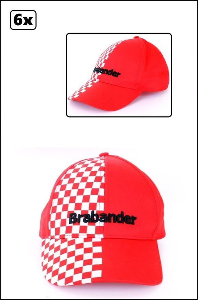 6x Pet Brabander rood wit geblokt
