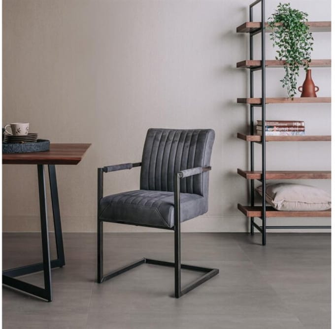 Tower Living Eetkamerstoel Ferro met armleuning - Antraciet