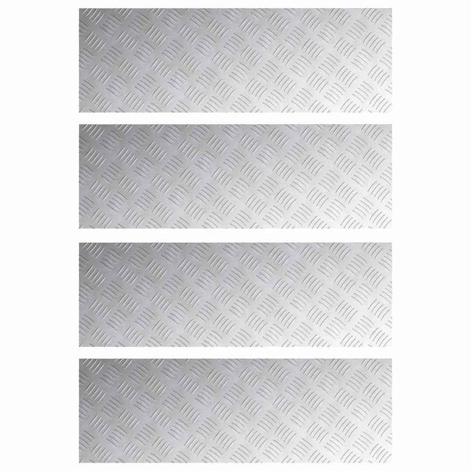 Marche d'escalier Angle droit 4 pièces Argent 90 x 30 cm Aluminium