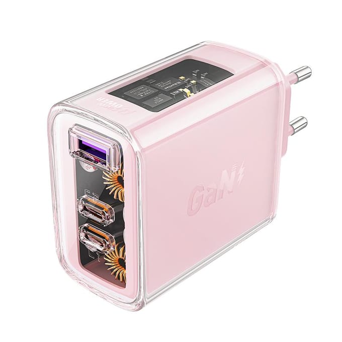 Acefast A45 Exploration Netwerkoplader, 65W, 3.25A, 1 x USB-A - 2 x USB-C, Roze