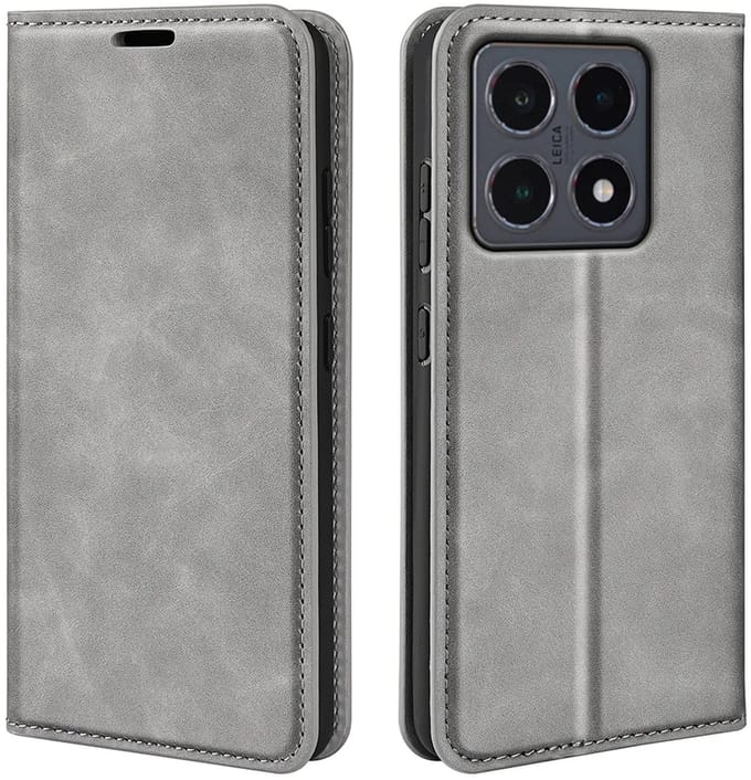 MobyDefend Hoesje - Geschikt voor Xiaomi 15T - Luxe Wallet Bookcase (Magnetische Sluiting) - Grijs