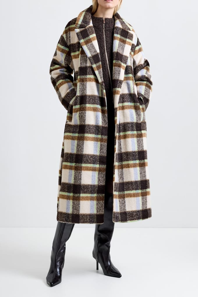 French Connection Remi Belted Coat Brown Multi Taglia: S | Giacche invernali Outlet | Donna | Marrone