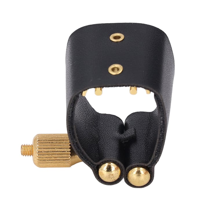 Sax Mondstuk Ligatuur Leren Riem met Metalen Klem Compact Rietbeschermer Sluiting voor Alto black