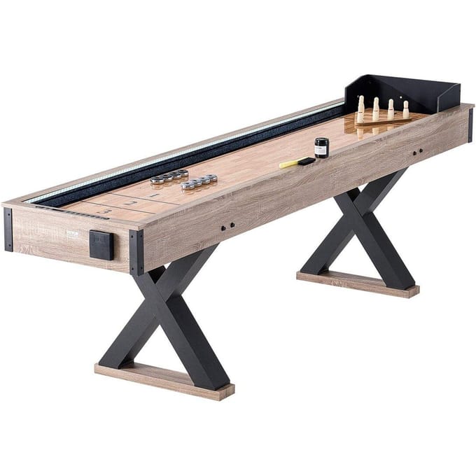 9 ft LED Shuffleboard Tafel 2-in-1 Shuffleboard en Bowling Combinatiespel Set
