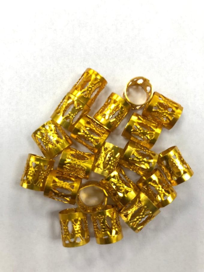 Double F Dreadlock Bead Cuff Clips- Goud -50 stuks