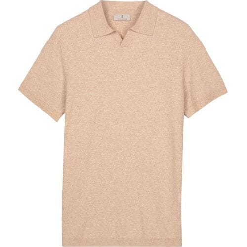 Thomas Maine Polo Pullover Full Needle Rib Placket Single Knit Licht Beige / male