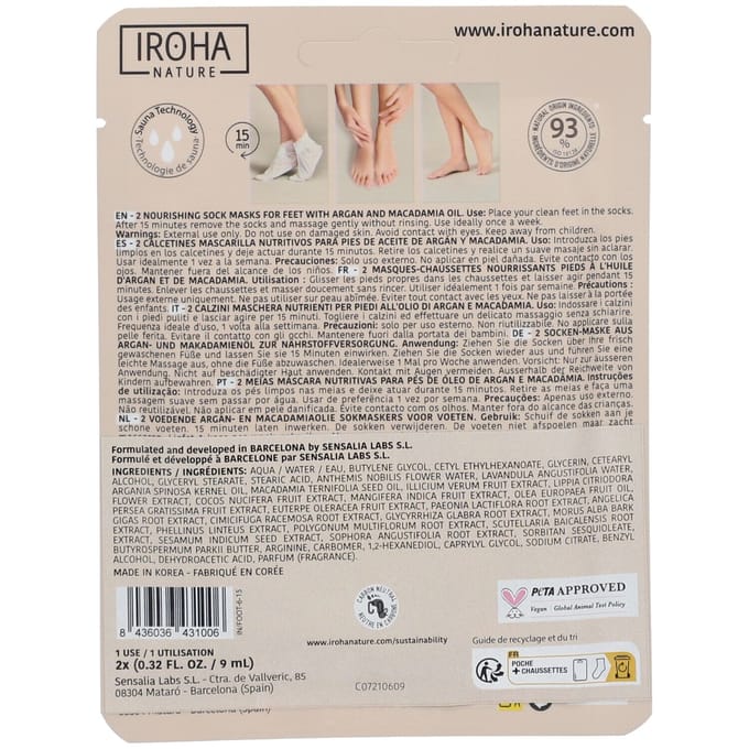 Voetenmasker Iroha Argan Sokken Macadamianoot