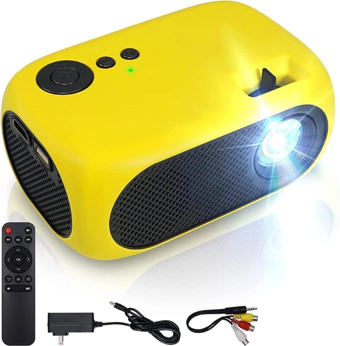 SCH® Draagbare beamer - Beamer - Projector - Mini Beamer - Geel - 14cm x 9cm x 6cm