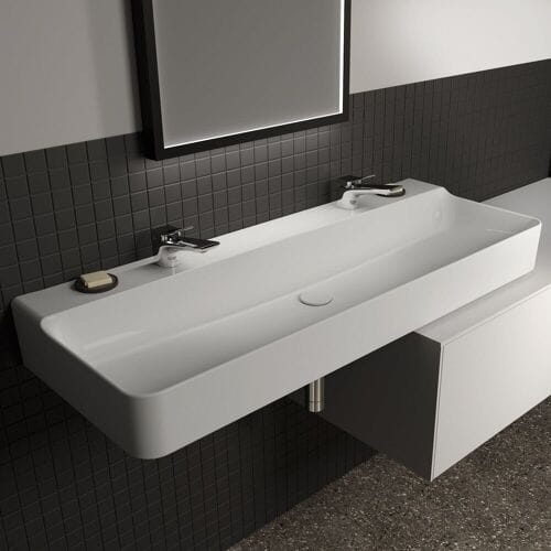 Ideal Standard washbasin 120 cm, 2 tap holes, without overflow, polished T384401