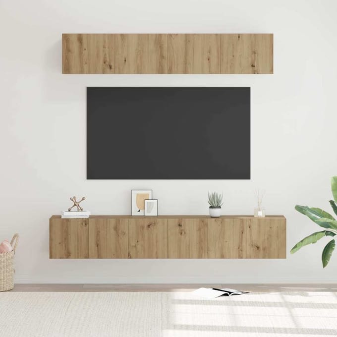 vidaXL - Tv-meubelset - 5 - st - Artisan - Eiken - Bewerkt - hout