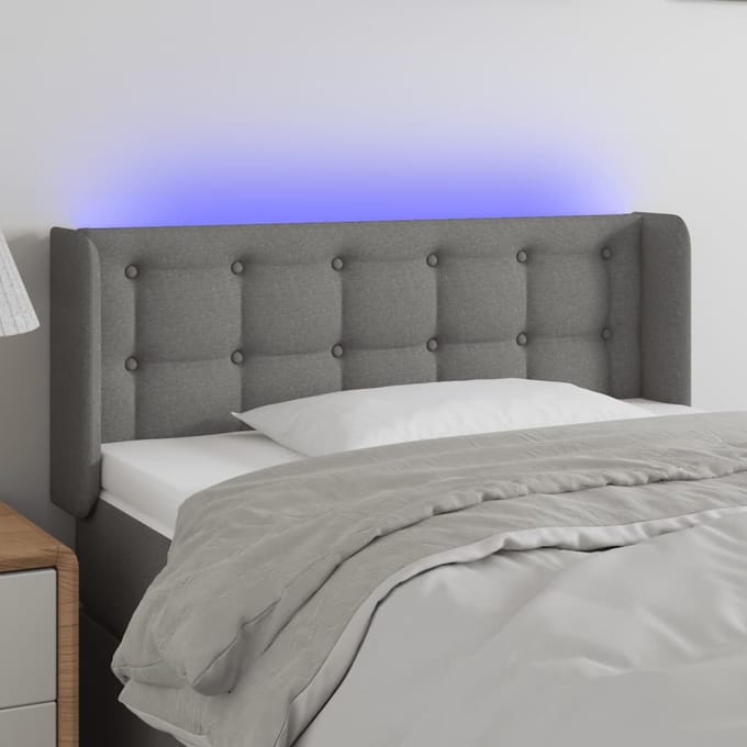vidaXL - Hoofdbord - LED - 93x16x78/88 - cm - stof - donkergrijs