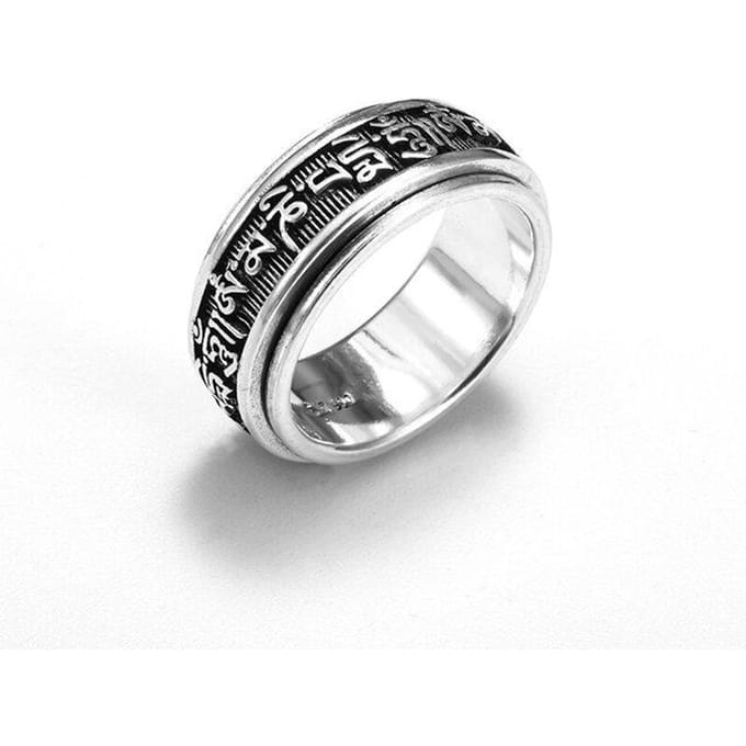 Ringen Draaibare Tibetaanse Zes - Karakter Mantra Ring Om Mani Padme Amulet Sieraden 10