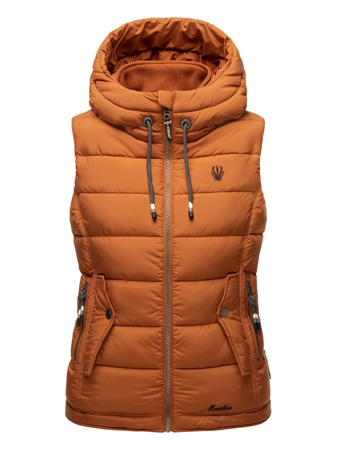 Marikoo dames gewatteerd vest – Taisaa, licht met capuchon & snackvak