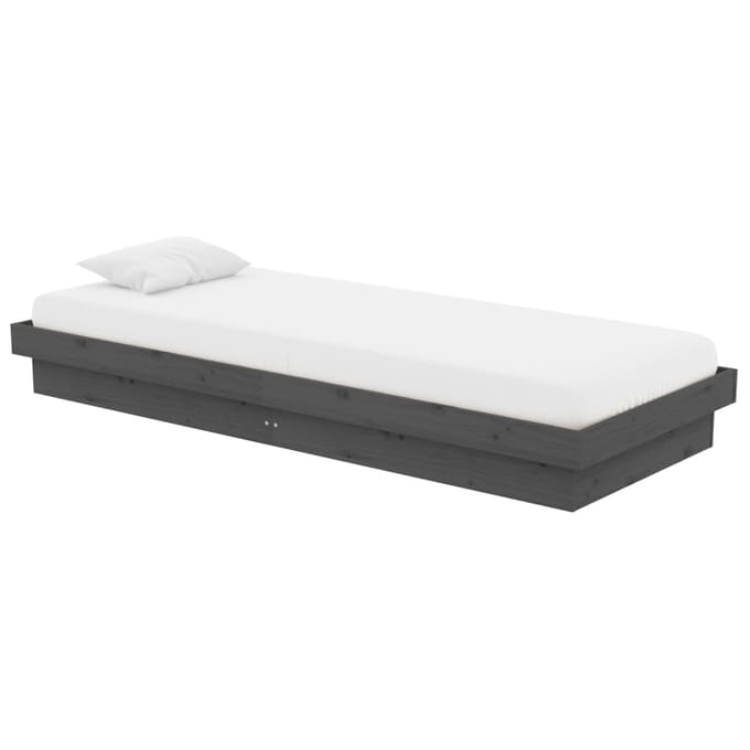 vidaXL - Bedframe - massief - hout - grijs - 75x190 - cm