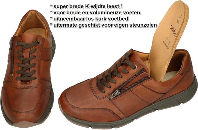 Solidus -Heren - cognac/caramel - sneakers - maat 40.5