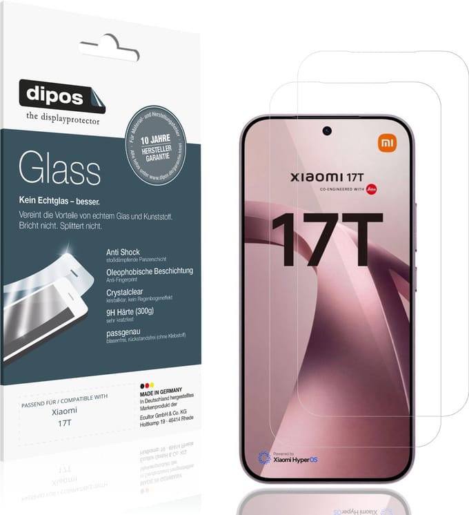 dipos – 2x Pantserfolie geschikt voor Xiaomi 17T | 9H Screenprotector
