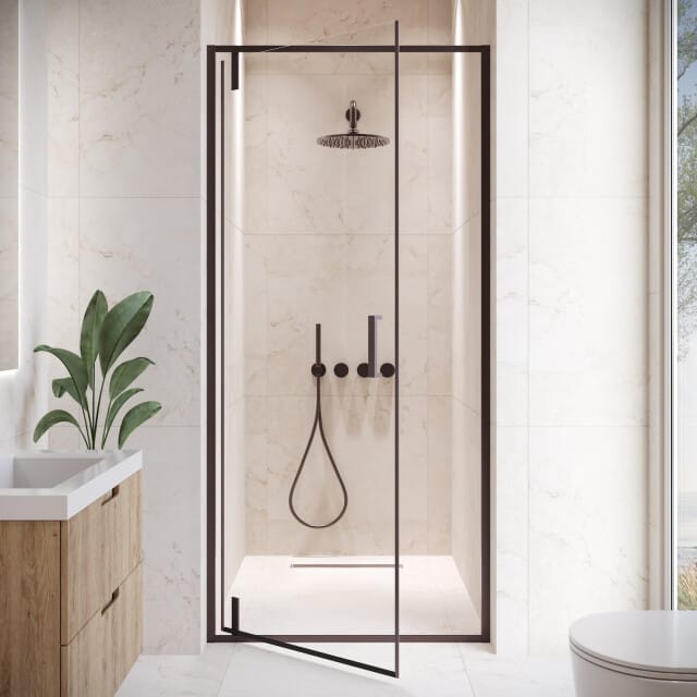 Badplaats Douchedeur Seattle 80 x 190 cm – Zwart – Douchewand 6 mm Veiligheidsglas