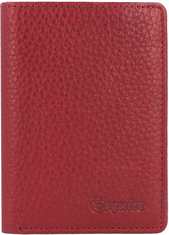 Esquire Oslo creditcard etui RFID leer 8 cm - 7 Sleuven - rot