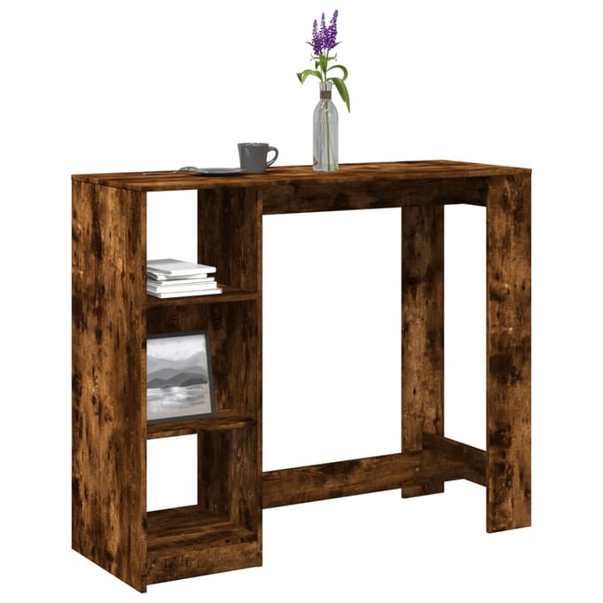 vidaXL - Bartafel - met - schap - 124x46x103,5 - cm - bewerkt - hout - gerookt - eiken