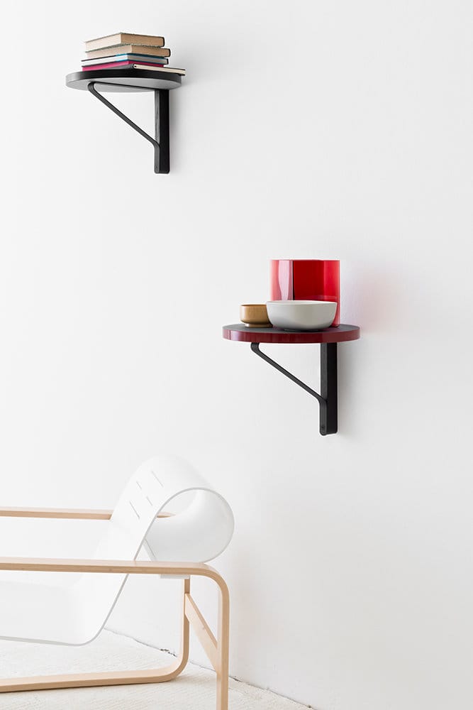 Artek - Kaari wandplank rond - linoleum zwart