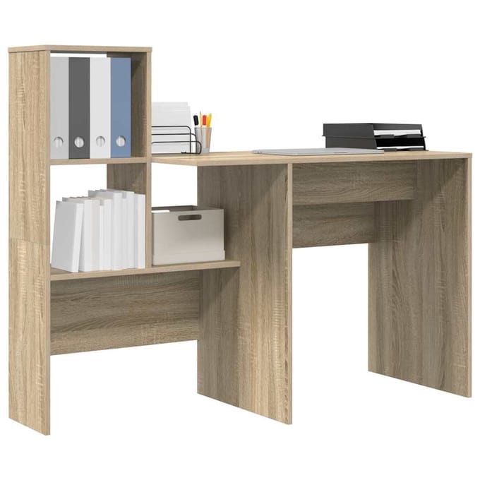 vidaXL - Bureau - Sonoma - Eik - Bewerkt - hout - 131,5 - x - 50 - x - 106,5 - cm