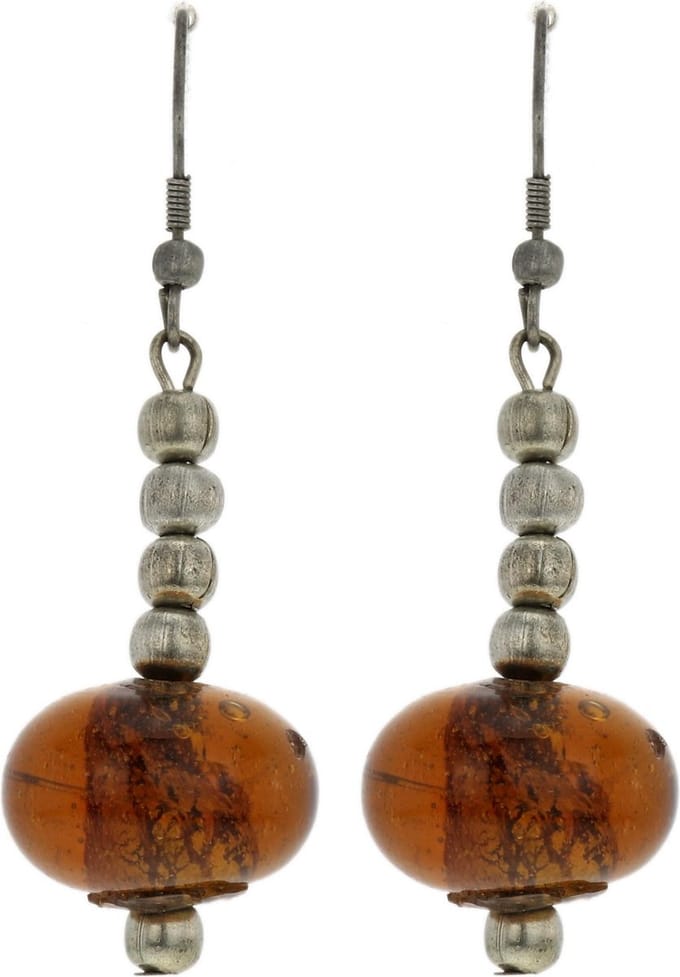Behave - Oorhangers met bruine glaskraal - Vintage retro look