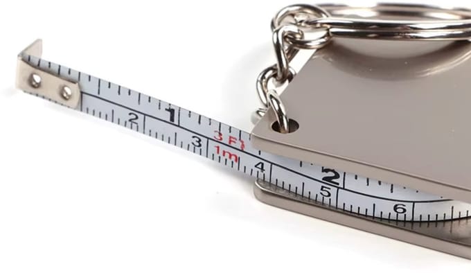 BukkitBow - Mini Meetlint Sleutelhanger - Compacte Rolmaat tot 70 cm - Rolmeter Sleutel Accessoire