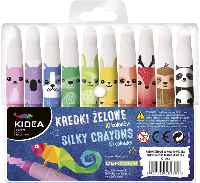 Derform Gelkrijtjes - Schoolset - 10 Kleuren - Dierontwerpen