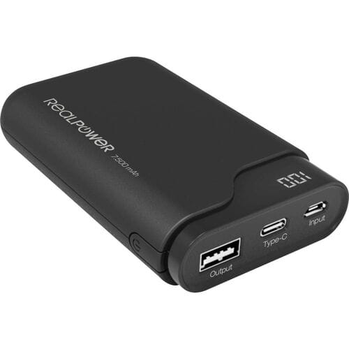 RealPower powerbank PB-7500C zwart 7.500mAh