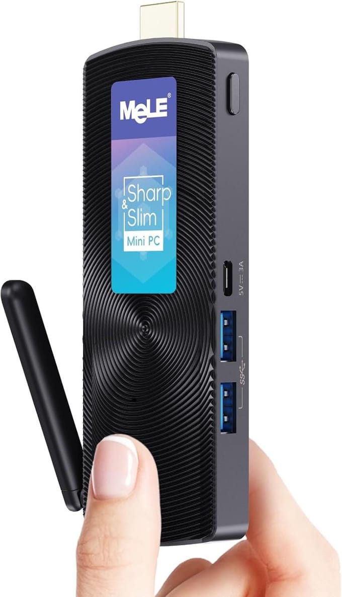 Mini PC Stick met Windows 11, 4GB RAM, 128GB Opslag, Stille Fanless Werking en 4K HDMI