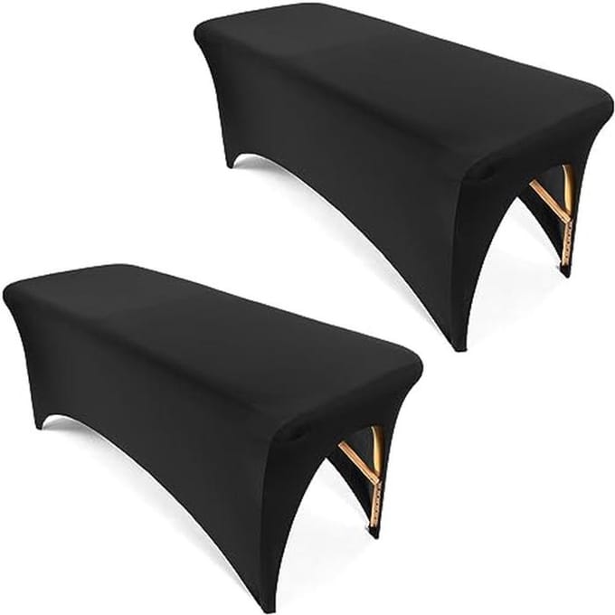 Zwarte Spandex Bedcover voor 6FT Massagetafel - Set van 2