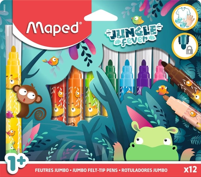 Maped viltstift Jungle Fever Jumbo | etui van 12 stuks | assorti