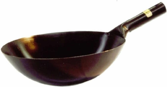 Professionele Japanse Wokpan 36 cm Koolstofstaal voor Hoge Temperaturen
