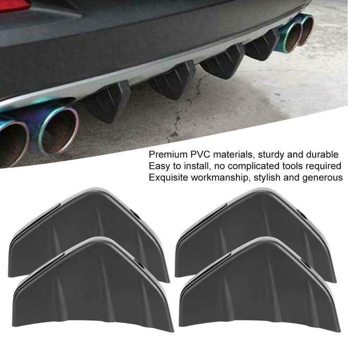 4 stuks Auto Achterbumper Diffuser Vin Spoiler Lip Universeel Auto Accessoire black