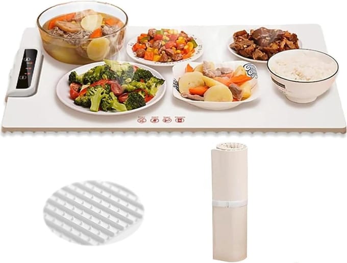 Verwarmbare Warmhoudplaat - Elektrische Warmhoudmat - Eten Warm Houden - Instelbare Temperatuur - 38x60cm - Wit
