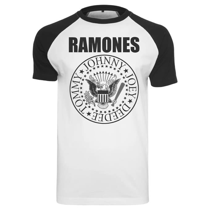 Merchcode Ramones - Ramones Circle Raglan Heren Tshirt - L - Wit/Zwart