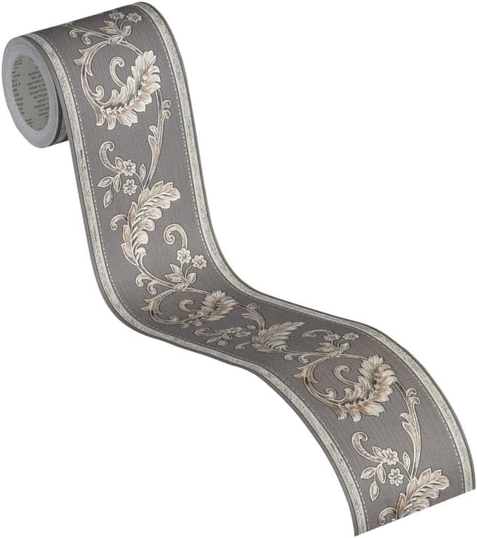 KLASSIEKE BEHANGRAND | Zelfklevend - grijs bruin goud metallic - A.S. Création Only Borders 11
