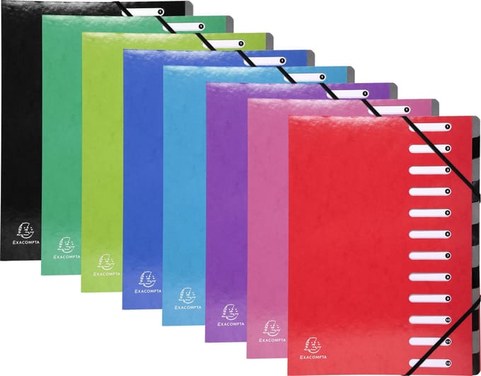 Exacompta 8x IDERAMA® Sorteermap met vaste rug - 12 indelingen - Geassorteerd - 53929E