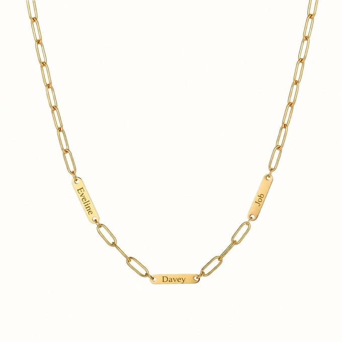 Schakelketting met 3 Namen Goud