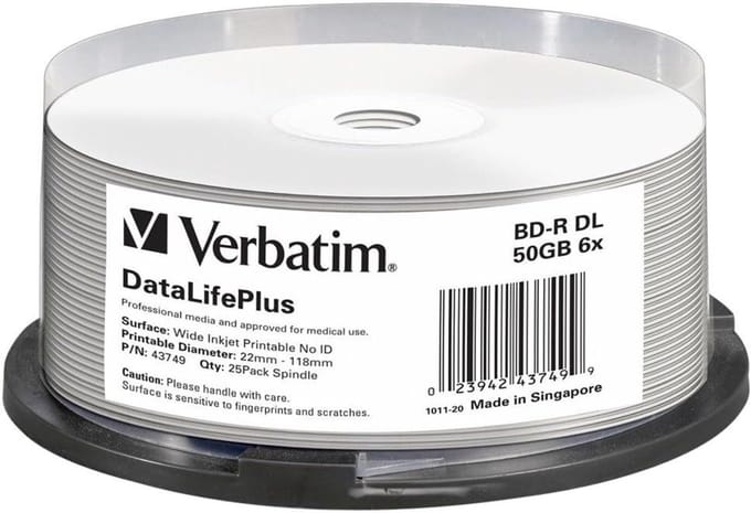 Blu-Ray Disc 50 GB opnamebare schijven, bedrukbaar oppervlak, 6x snelheid, 25 stuks
