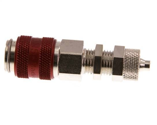 Vernikkeld Messing DN 5 Rood Luchtkoppeling Snelkoppeling 4x6 mm Push-On Schotkoppeling - CLS5-NB-BN-RED-4