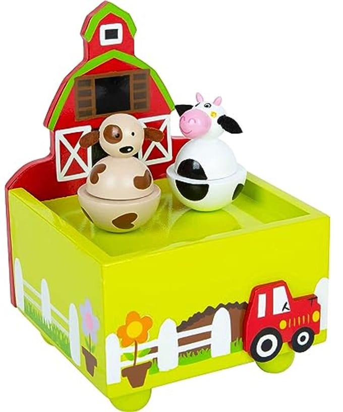 Houten Muziekdoos Boerderij met Dieren