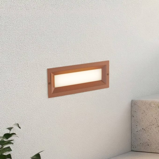 Lucande LED wand inbouwlamp Lachlain, roest, 25 cm, IP65