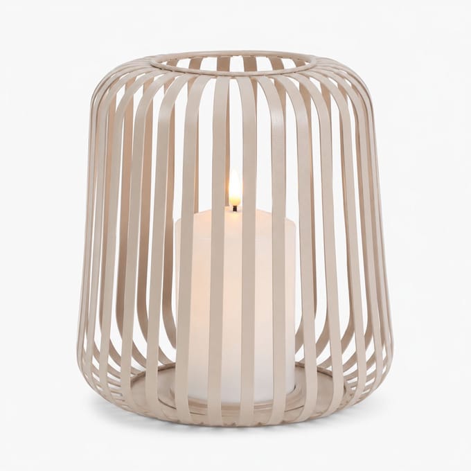 Lydia LED Windlicht Metaal - Crème - H 22 cm