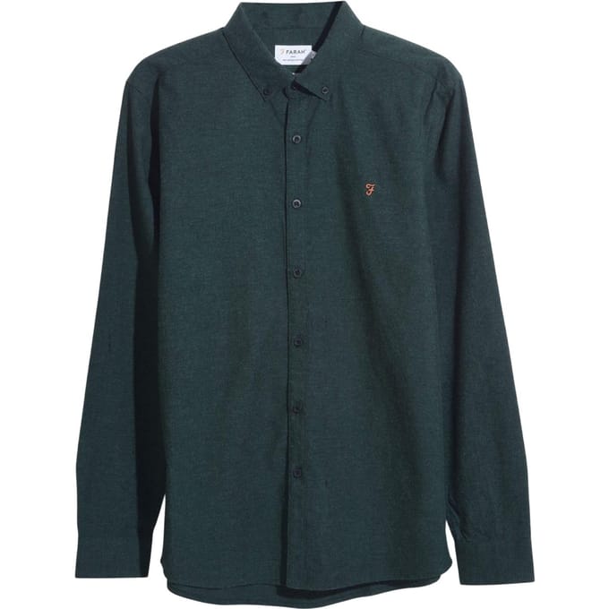Farah Heren Steen Longsleeve Shirt (Bosgroen)
