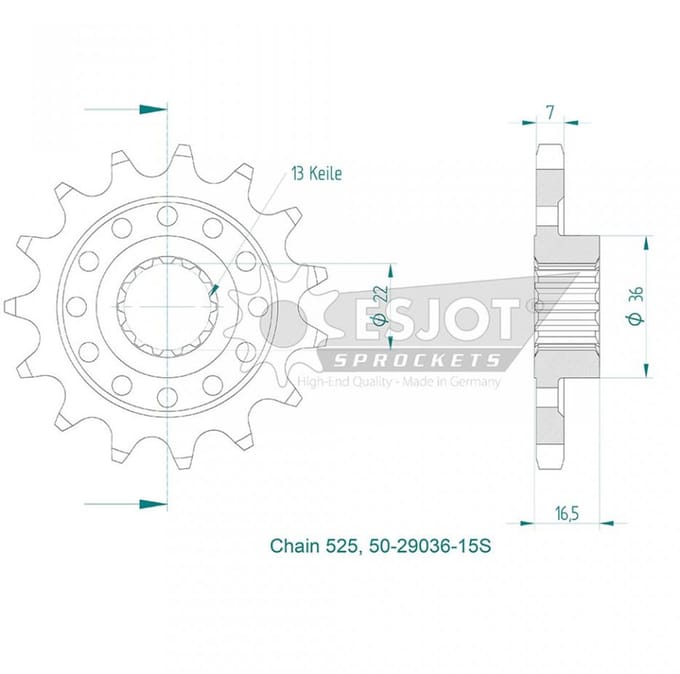 Pignon de sortie de boite Esjot pour Moto Ducati 1198 S 2009 à 2010 Neuf
